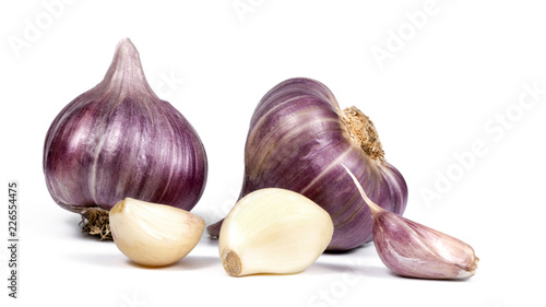 Organic garlic on white background