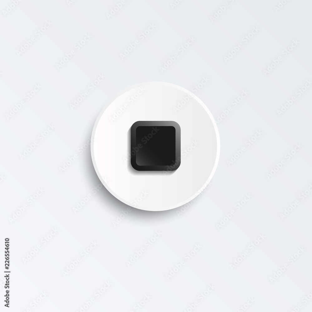 Black button for music player isolated on white background. Cut paper Black button for music player isolated on white background. Cut paper