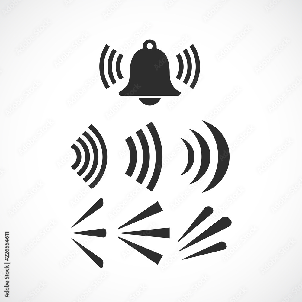 Ringing bell sounds vector icon Ringing bell sounds vector icon