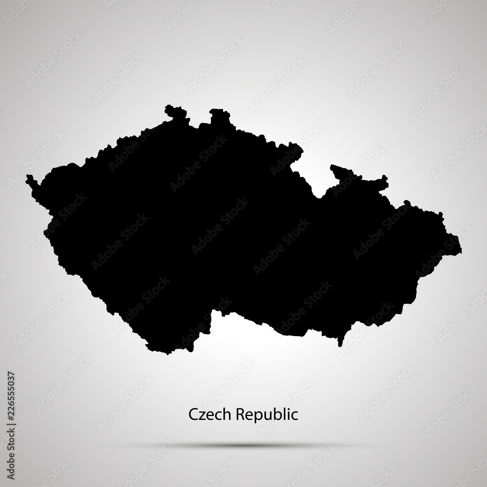 Obraz premium Czech Republic country map, simple black silhouette on gray