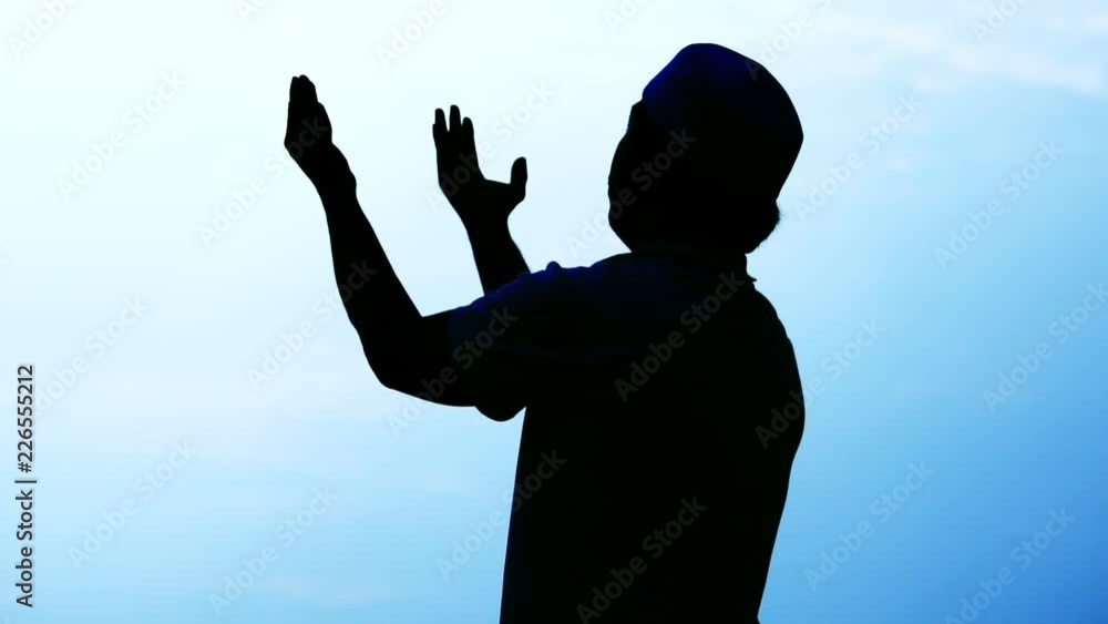 Close-up: Muslim men are praying for blessings from God footage slow motion Close-up: Muslim men are praying for blessings from God footage slow motion