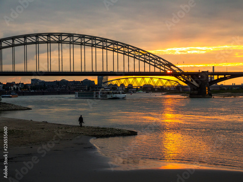 Nijmegen bridge during sunset © Bas