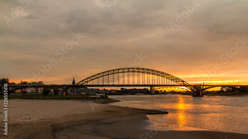 Nijmegen bridge during sunset © Bas