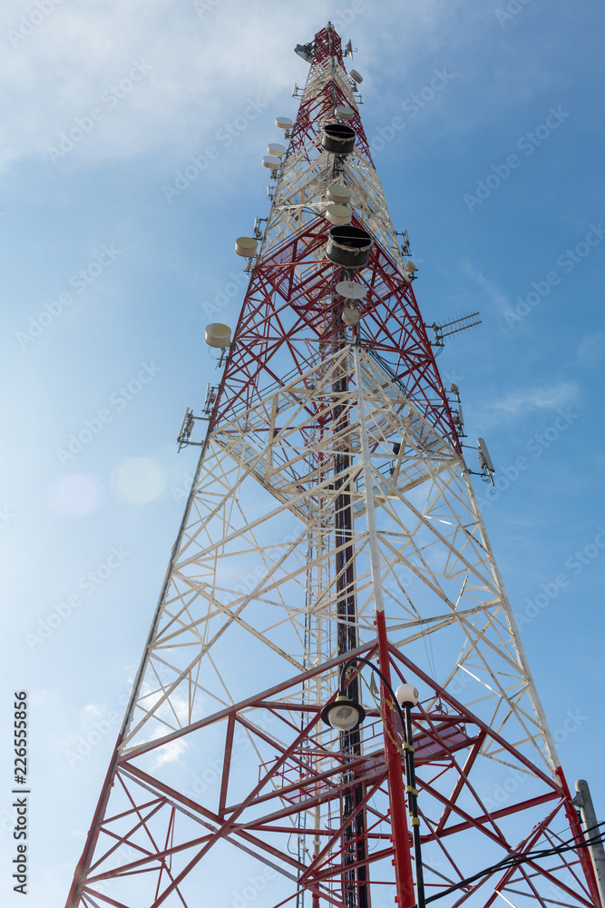 Antenna of Communication Building and blue sky Antenna of Communication Building and blue sky