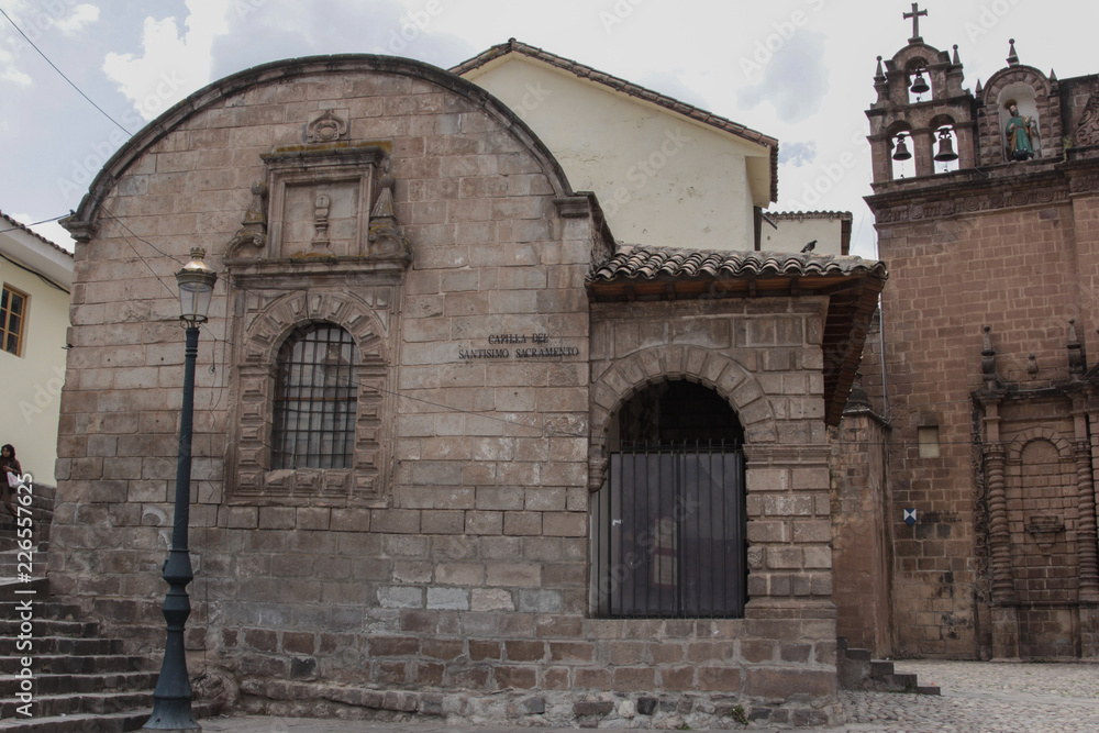 Old catholic church facade in Cuzco Peru Old catholic church facade in Cuzco Peru