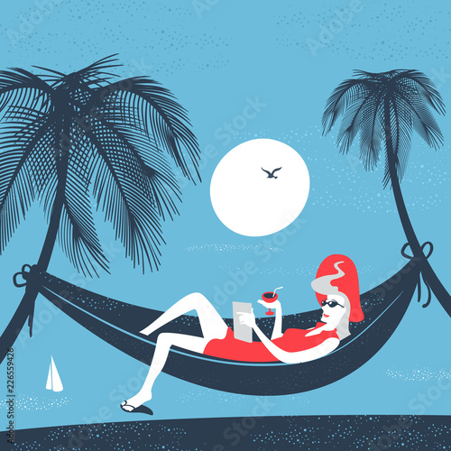 Girl in a Hammock on the Beach