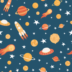 Crédence de cuisine Cosmos patrons Petits éléments spatiaux motif mignon  © Gi