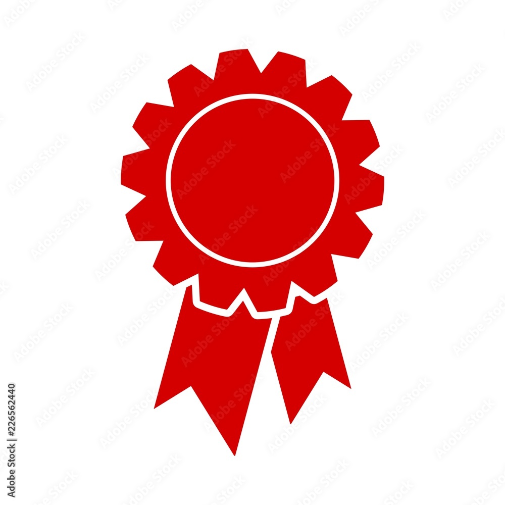 Red badge with ribbons icon, Award ribbon symbol Red badge with ribbons icon, Award ribbon symbol