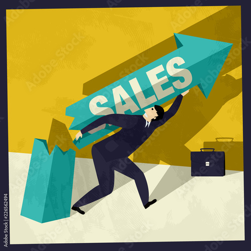 Business man rasing sales