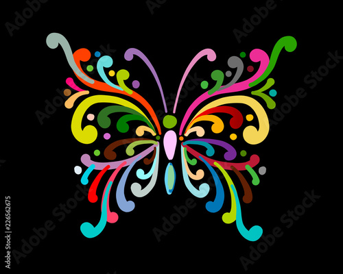 Ornate colorful butterfly for your design © Kudryashka