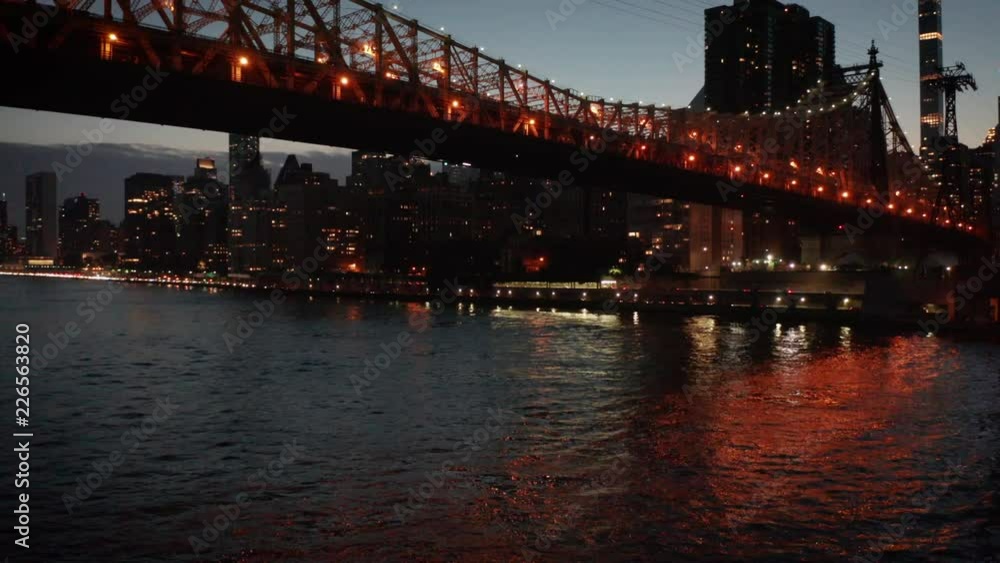 dusk rising shot of Queensboro Bridge and Manhattan dusk rising shot of Queensboro Bridge and Manhattan