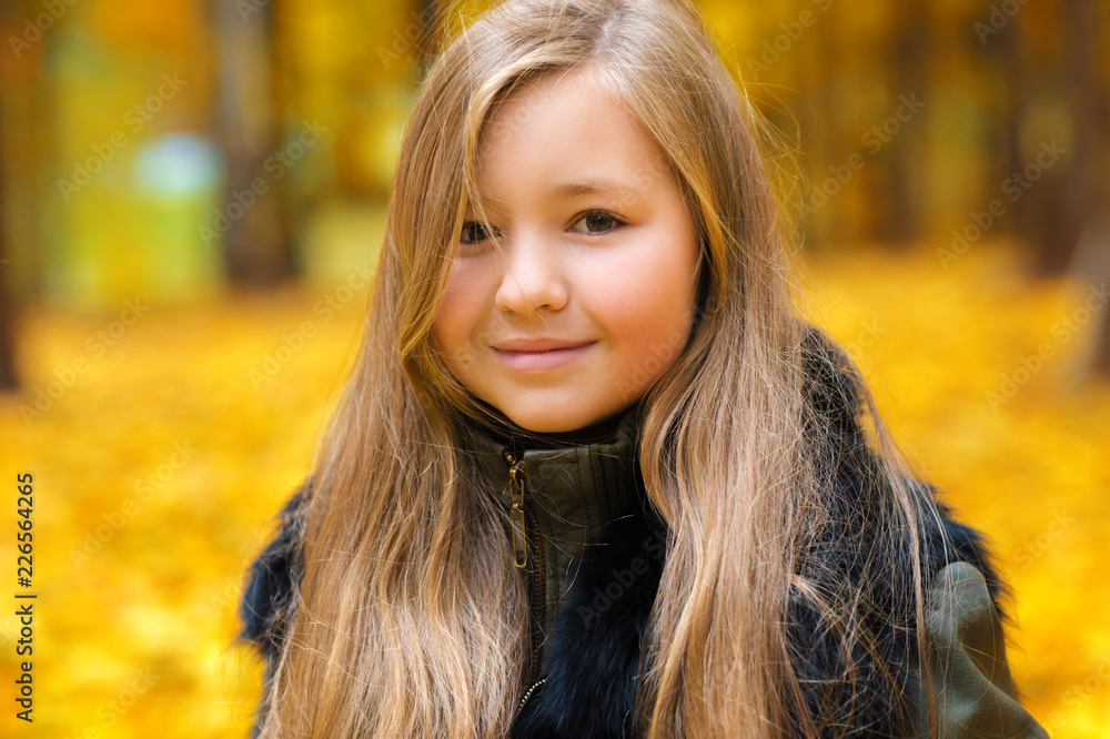 smiling charming face girl autumn portrait smiling charming face girl autumn portrait