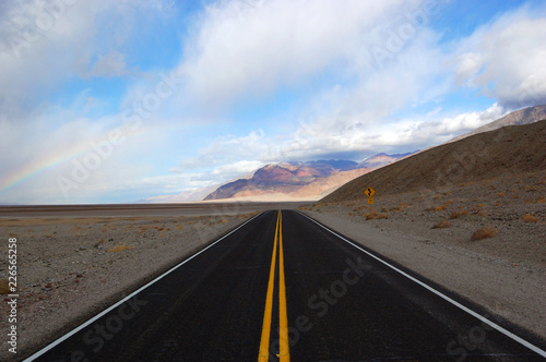 Rainbow after rain in Death Valley National Park, California, USA.