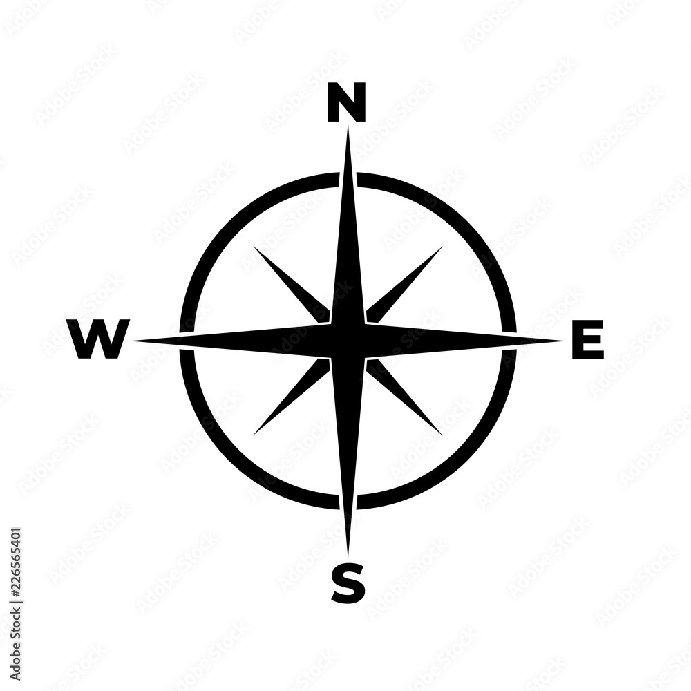 Compass icon, logo on white background - obrazy, fototapety, plakaty 