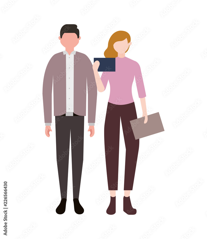 businessman and woman standing teamwork businessman and woman standing teamwork