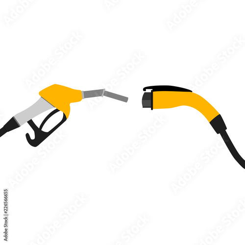 illustration of electric car and fuel fight concept.