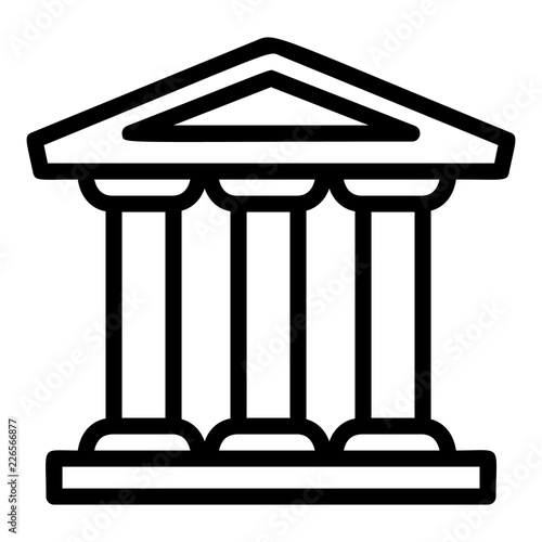 Bank building icon. Outline bank building vector icon for web design isolated on white background