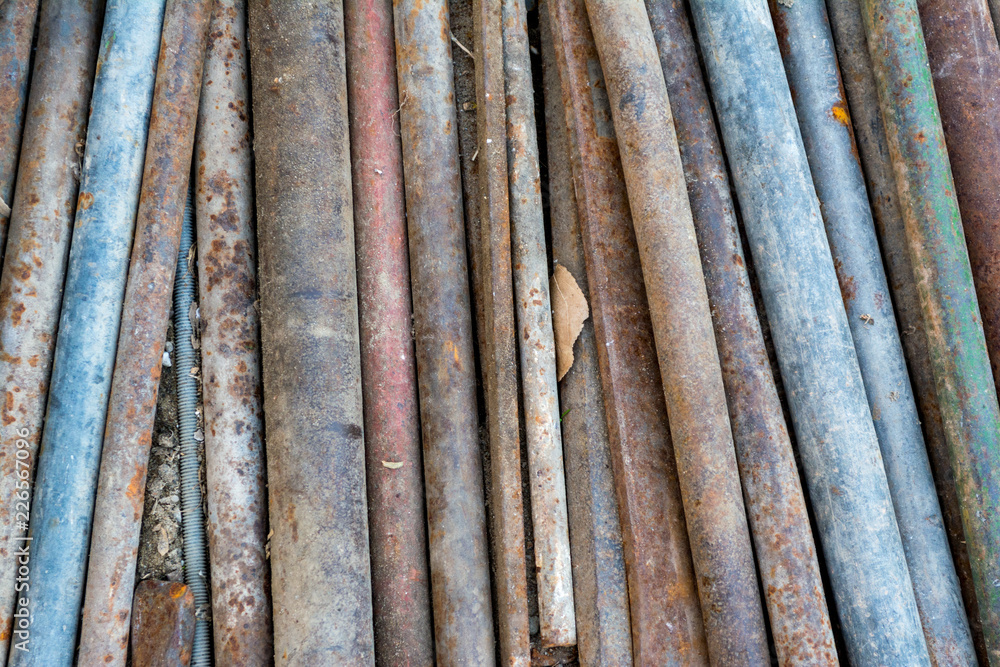Old Rusty Steel Pipes with the Corrosion.