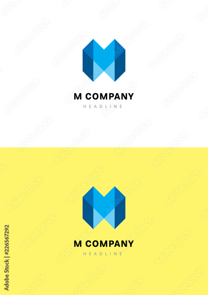 M company logo template. - obrazy, fototapety, plakaty 