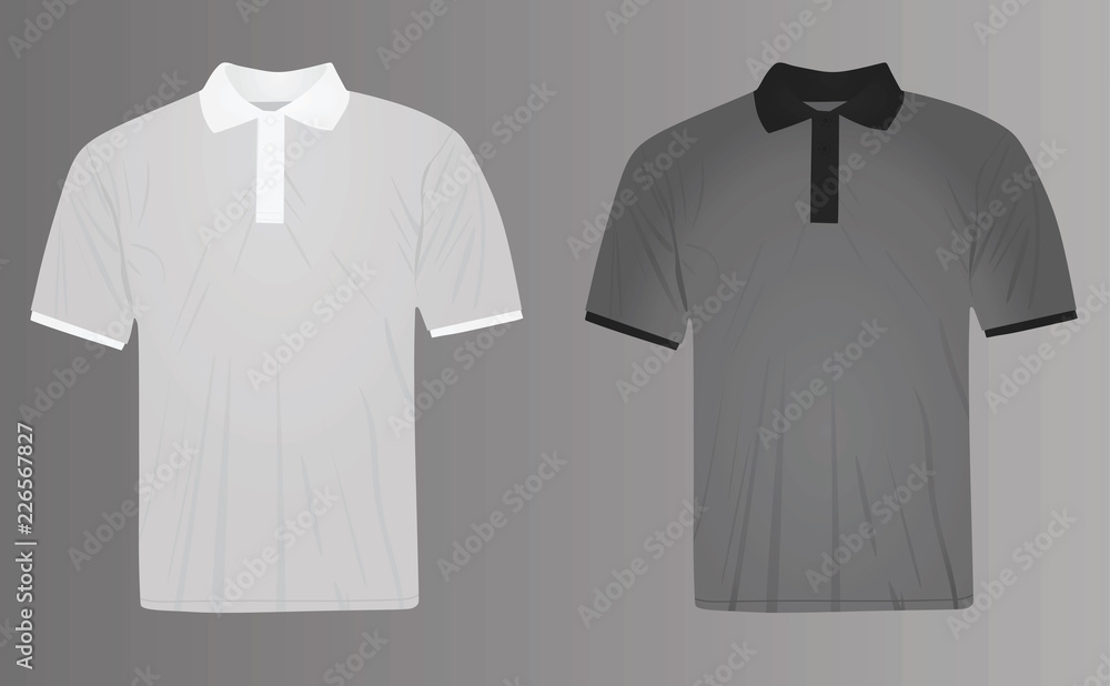 Grey polo t shirt. white and black collar. vector illustration Stock ...