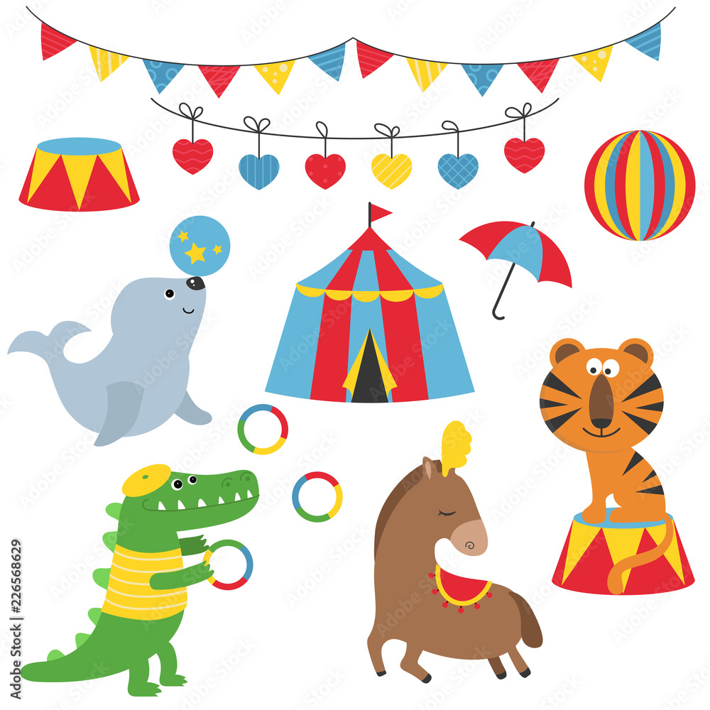 Obraz premium Set of circus animals.