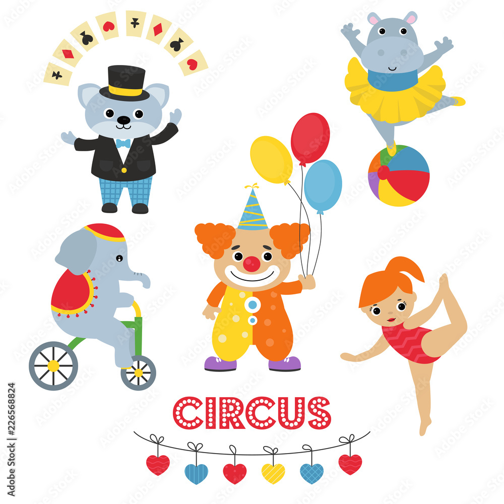 Fototapeta premium Set of circus animals.