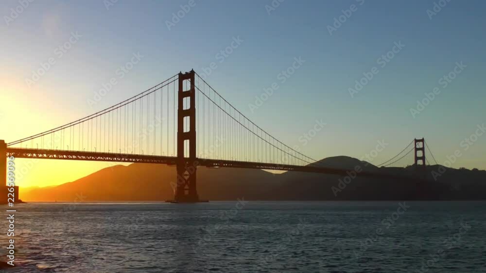 The Golden Gate Bridge at sunset as seen from Chrissy Field, San Francisco, California, USA The Golden Gate Bridge at sunset as seen from Chrissy Field, San Francisco, California, USA