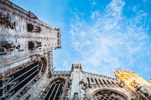 Beautiful sky on the background of Duomo cathedral in Milan
