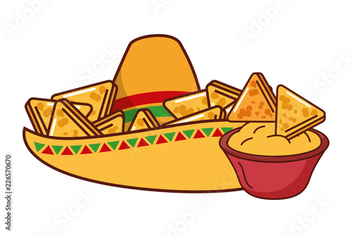 nachos hat cheese cream mexican food traditional