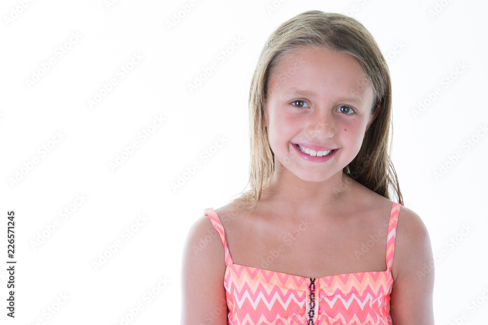 Portrait of beautiful little girl happy smiling on studio and isolated in white background Portrait of beautiful little girl happy smiling on studio and isolated in white background