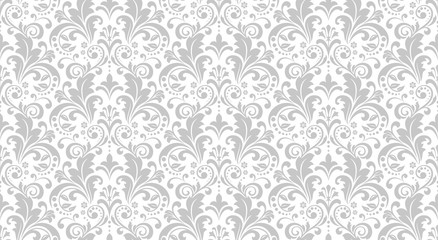 Papier peint photo Couloir et Hall Ornement baroque damassé floral gris  © ELENA