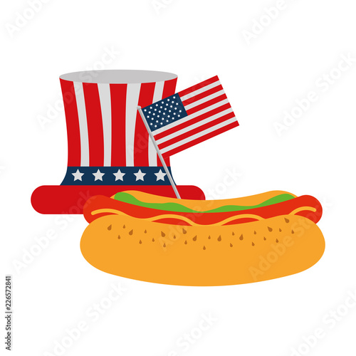 hot dog with hat flag american food celebration
