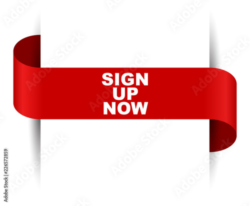 red vector banner sign up now