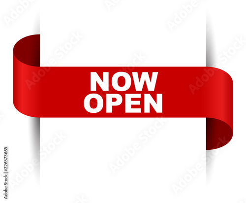 red vector banner now open