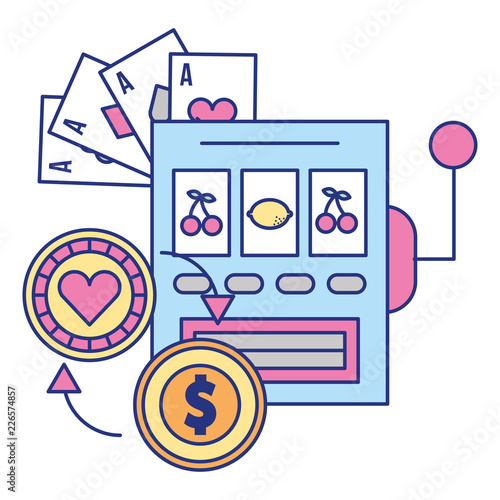 slot machine jackpot chip coin cards casino game bet