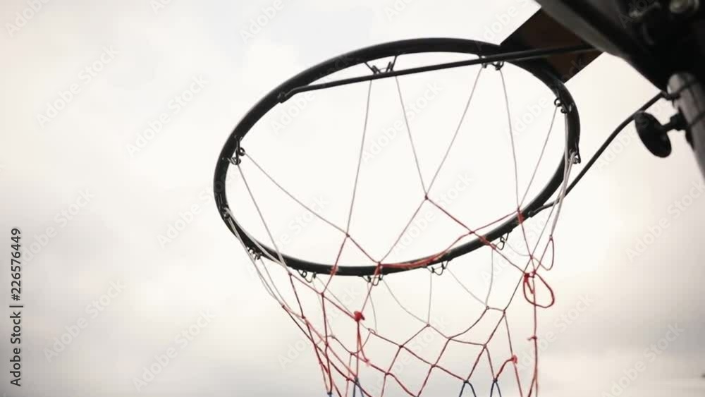 Video Stock Close up basketball ball successfully flying into