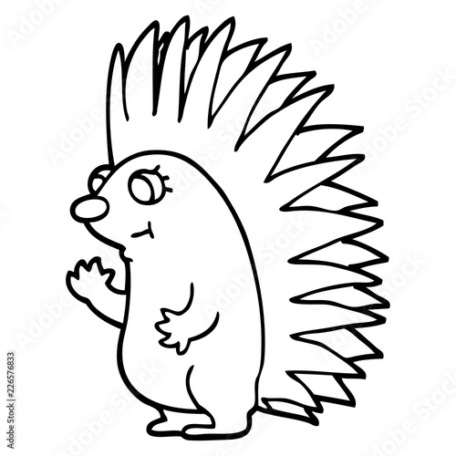 line drawing cartoon spiky hedgehog