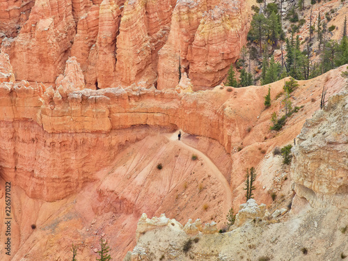Paisaje relajante y tranquilo de otoño, en Bryce Canyon, Utah, Estados Unidos. Formaciones rocosas rojizas en forma de chimeneas de hadas, llamadas localmente "hoodoos". 
