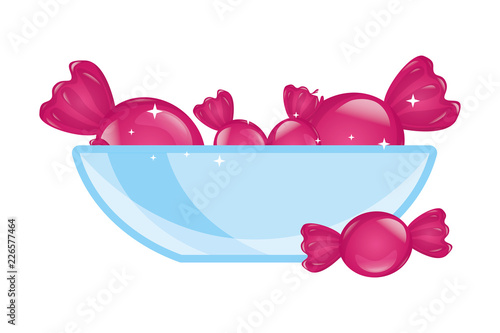 glass bowl with sweet candies confectionery
