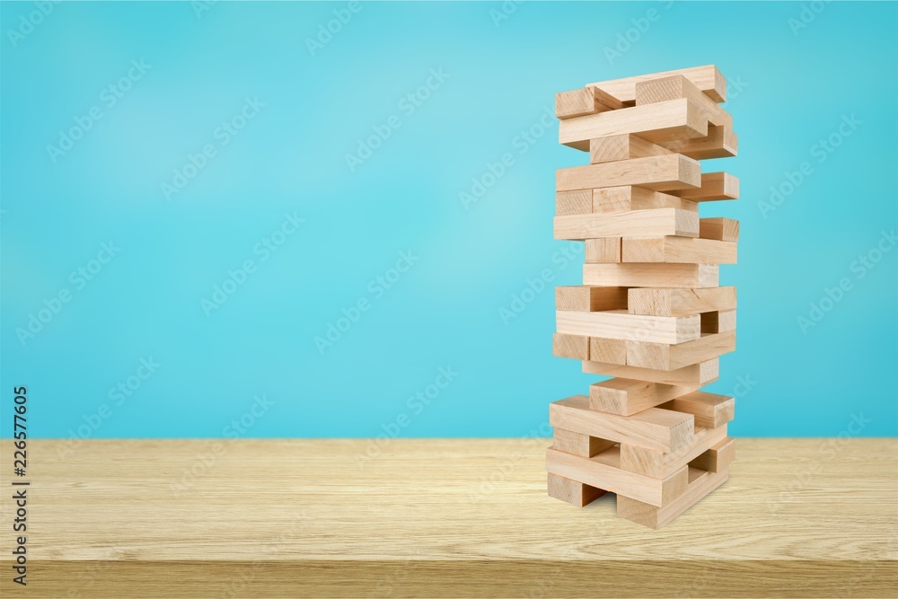 Tower of wooden cubes from table game Tower of wooden cubes from table game