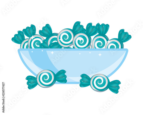 glass bowl with sweet candies confectionery