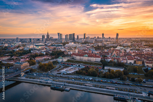 Obraz na płótnie Warszawa z lotu ptaka w salonie