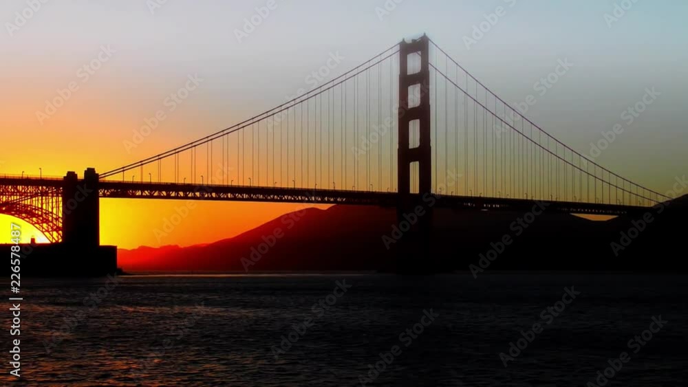 The Golden Gate Bridge at sunset as seen from Chrissy Field, San Francisco, California, USA The Golden Gate Bridge at sunset as seen from Chrissy Field, San Francisco, California, USA