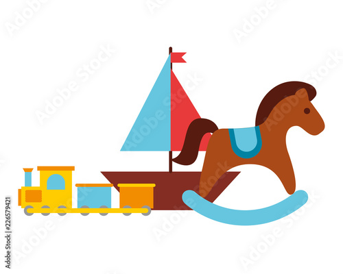 rocking horse train and boat toy