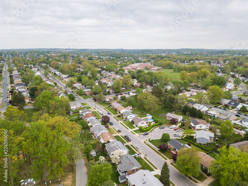 Aerial of Parkville homes in Baltimore County, Maryland