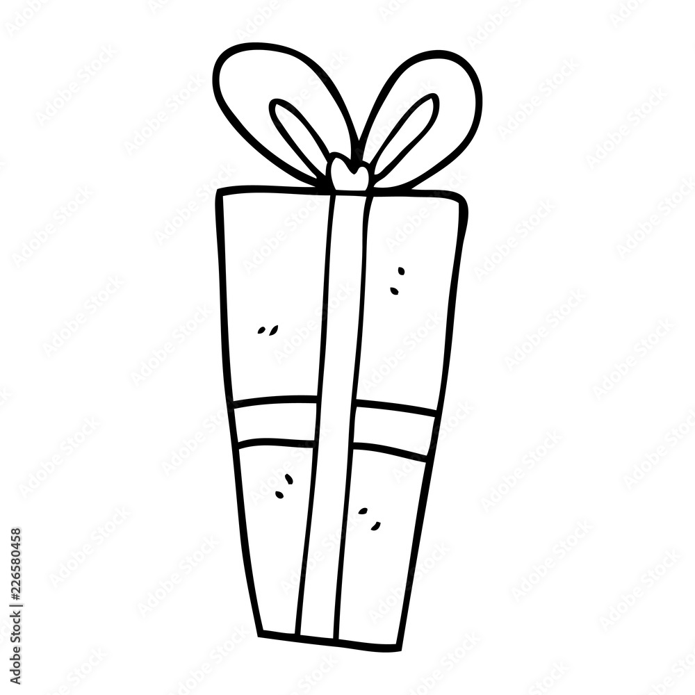 line drawing cartoon wrapped gift line drawing cartoon wrapped gift