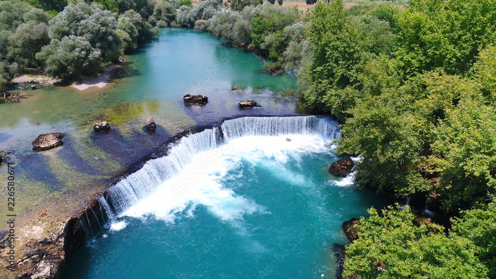 Aerial photo of Manavgat Waterfall in Antalya Turkey