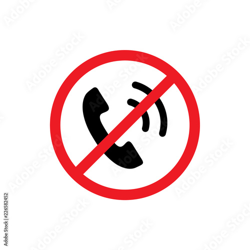 Vector prohibiting sign phone сall