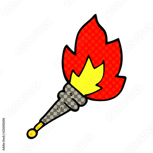 cartoon doodle flaming torch