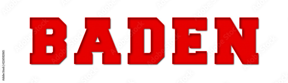Baden - red text written on white background Baden - red text written on white background